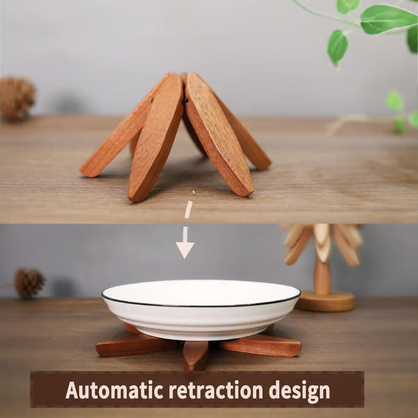 🔥Christmas Early Discount 49% Off✨Natural Tree Trivet Set - 4 Wooden Trivets & 1 Stand Like a Christmas Tree